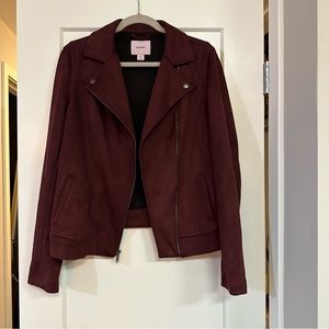 Old Navy Faux Suede Burgundy Moto Jacket